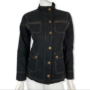 Boden Biker Jacket 10 Black Coated Zip Up